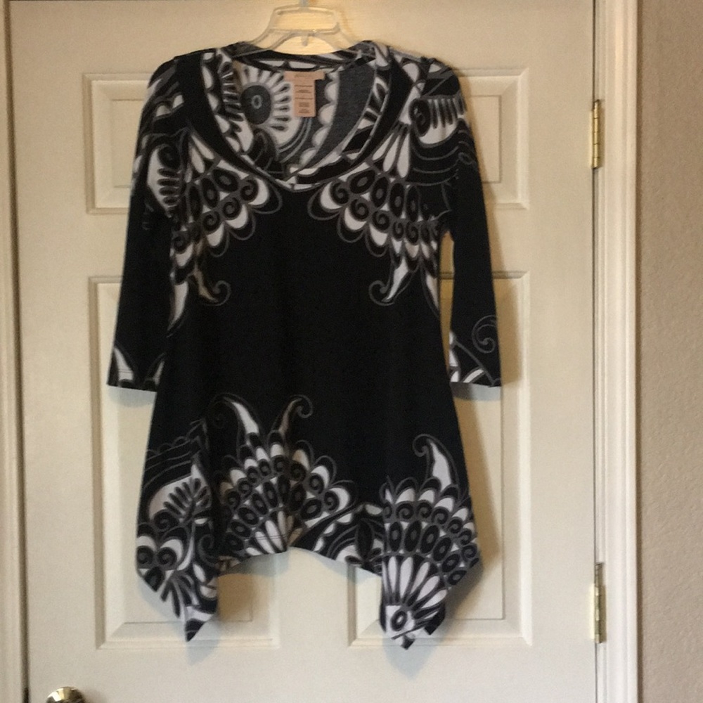 Black and White Henna Designed Tunic